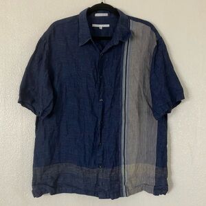 Perry Ellis Linen Short Sleeve Button Down Shirt, XL